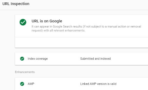 Url inspection Google Search Console